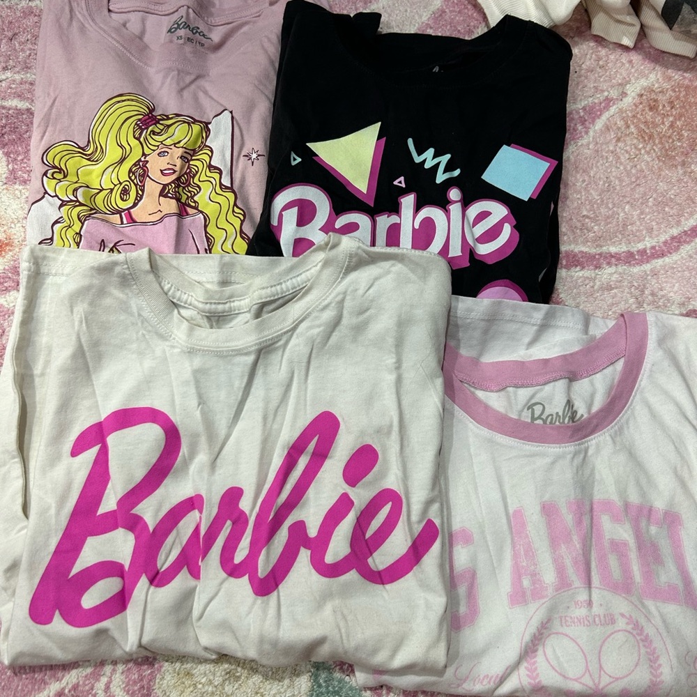 Barbie Pink, Black, White Graphic Tee Set of 4